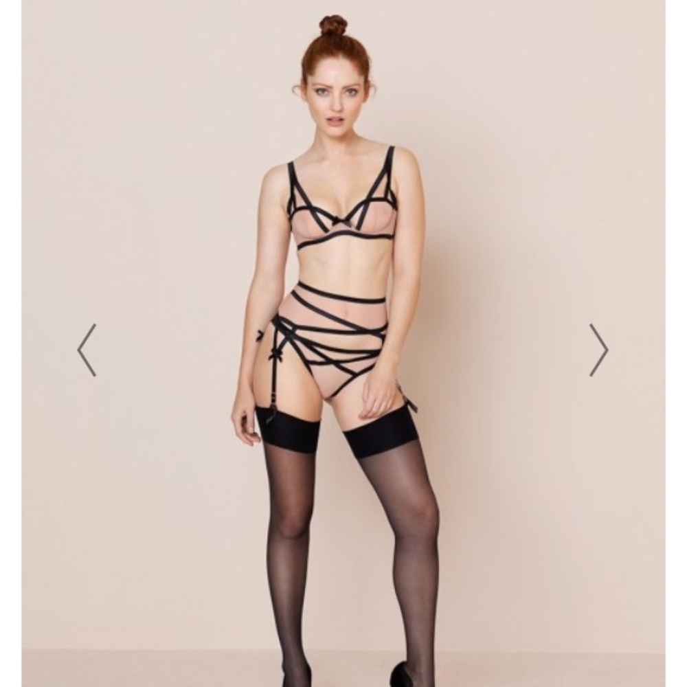 Agent Provocateur Black and Pink Strappy Set